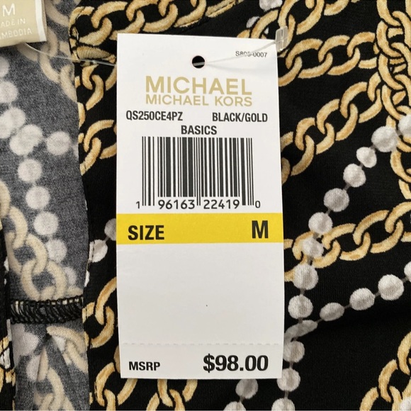 Michael Kors Black, Gold Chain And White Pearl Blouse Size Medium NWT - Picture 9 of 11